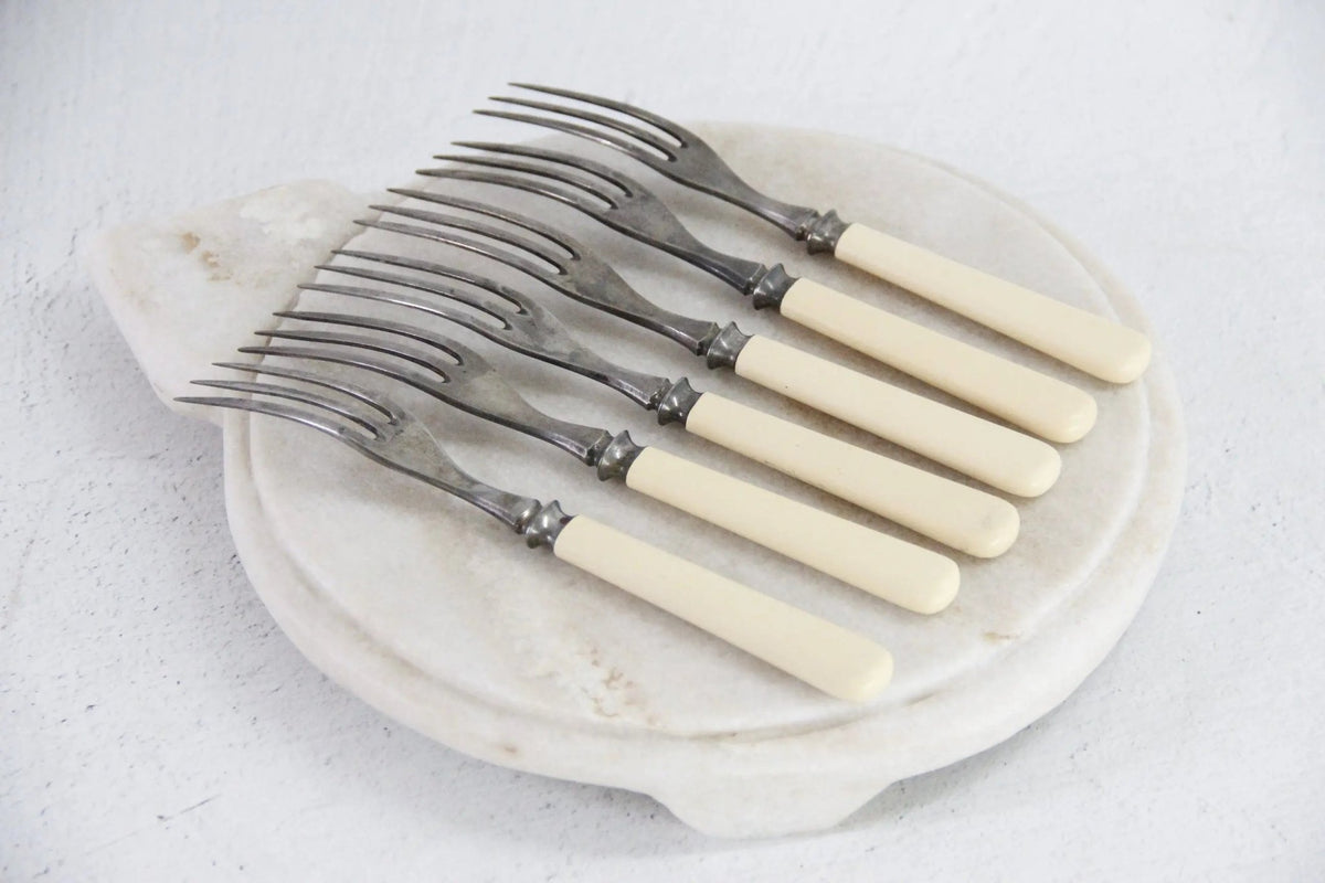 Celluloid Flatware | Set of 6 Vintage Dessert Forks - Debra Hall Lifestyle