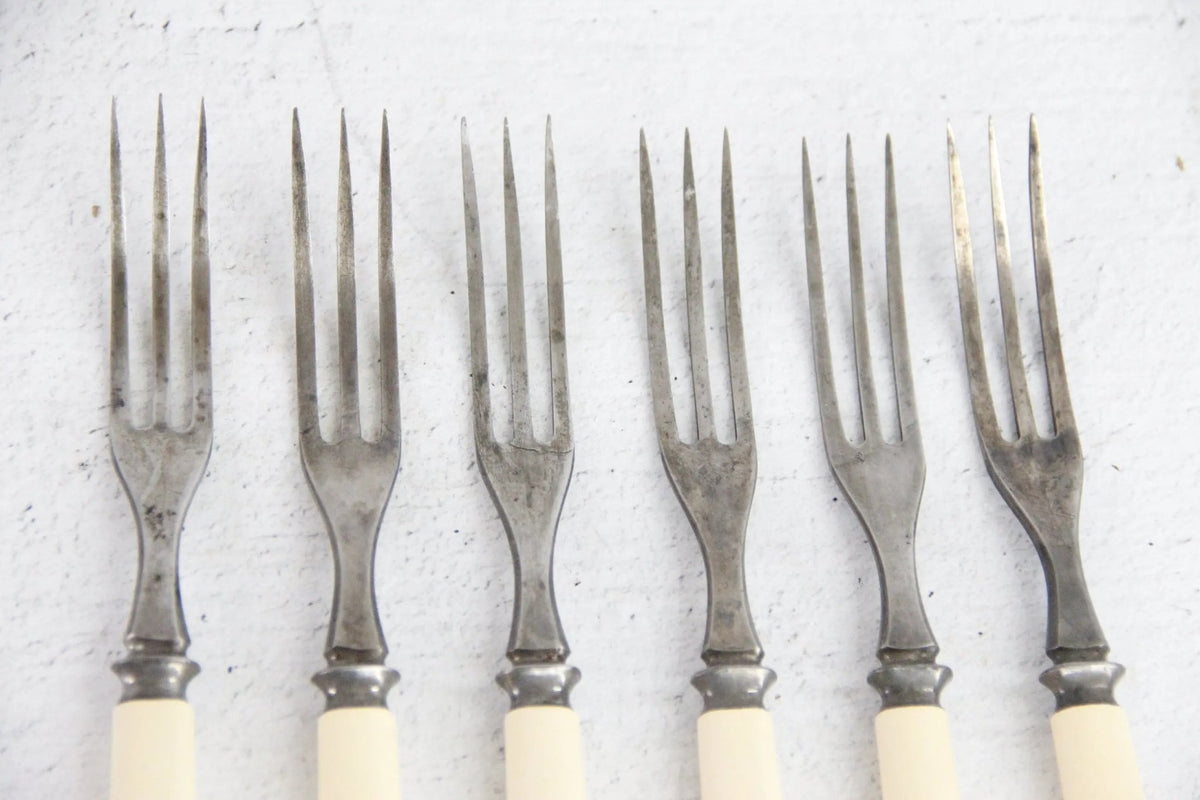Celluloid Flatware | Set of 6 Vintage Dessert Forks - Debra Hall Lifestyle