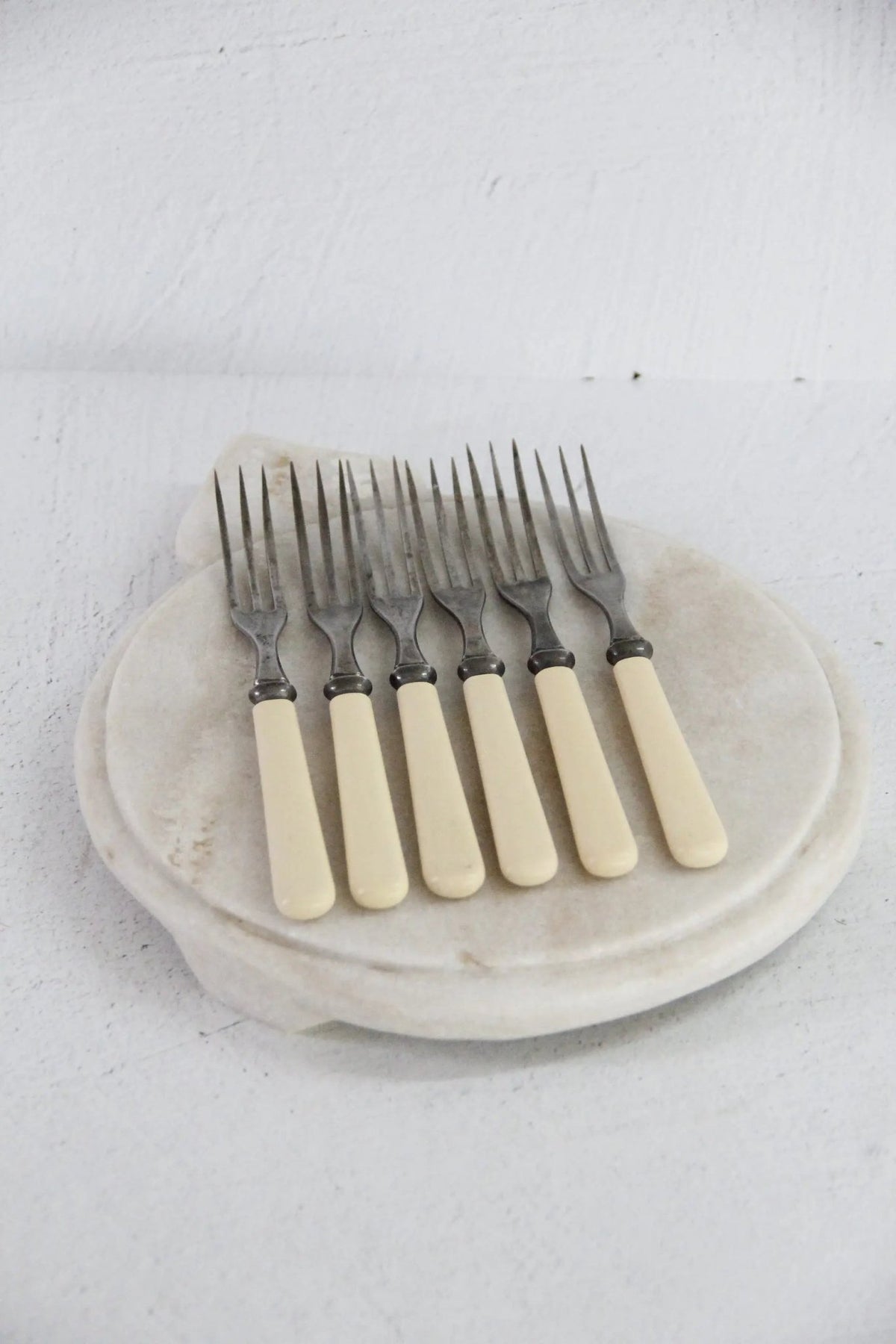 Celluloid Flatware | Set of 6 Vintage Dessert Forks - Debra Hall Lifestyle