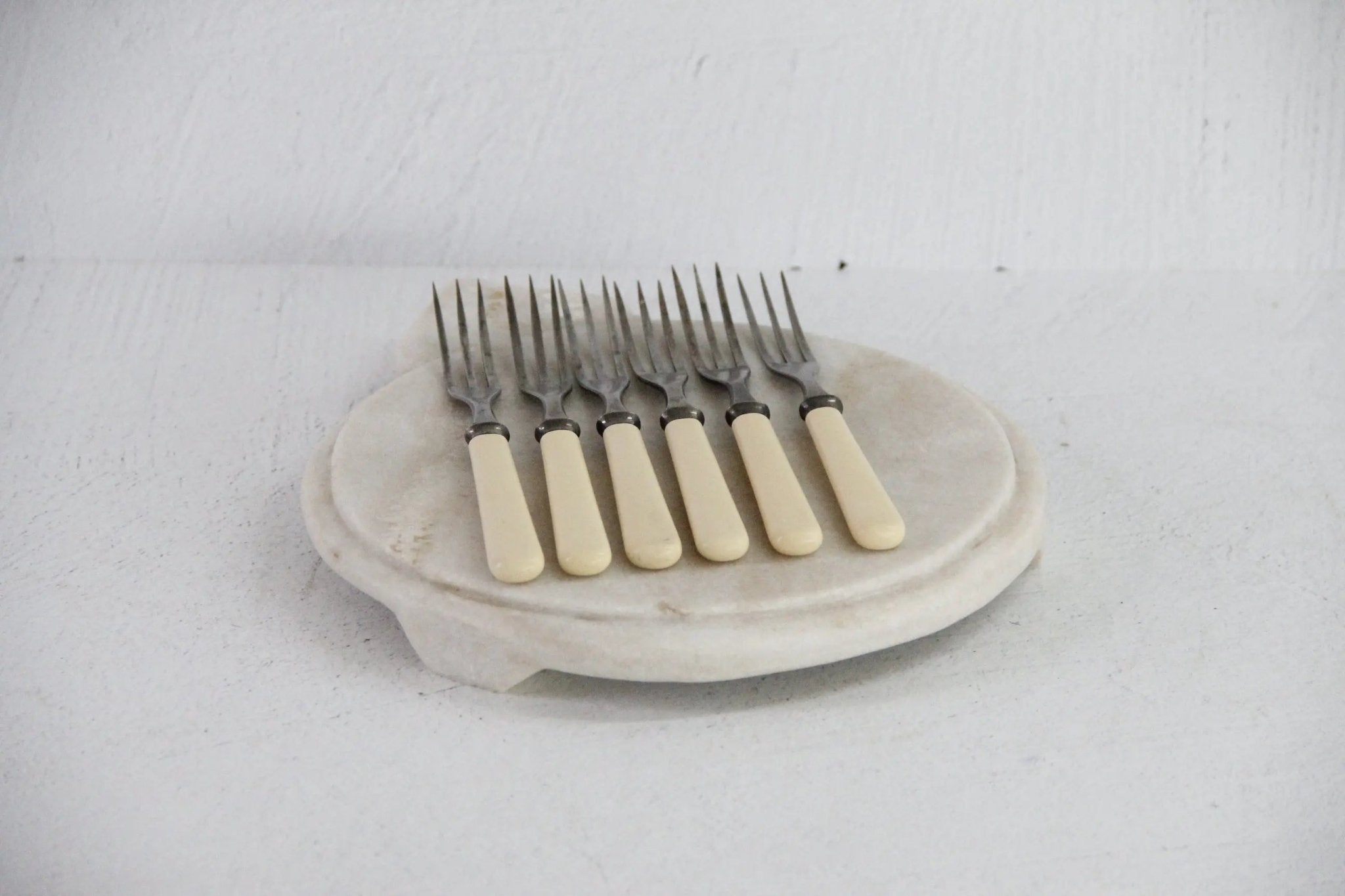 Celluloid Flatware | Set of 6 Vintage Dessert Forks - Debra Hall Lifestyle