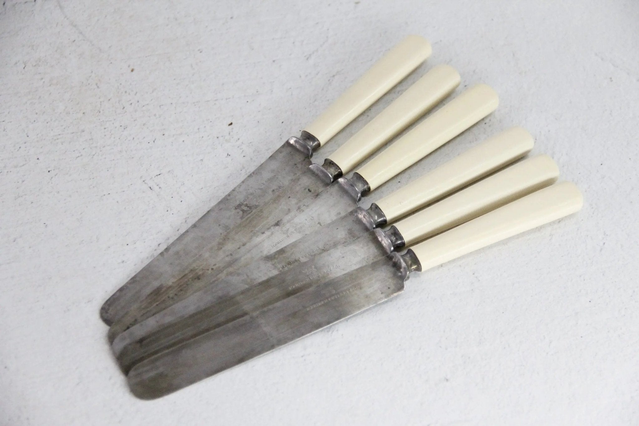 Celluloid Knives | Antique Set of 6 Flatware Dinner Knife - Debra Hall Lifestyle