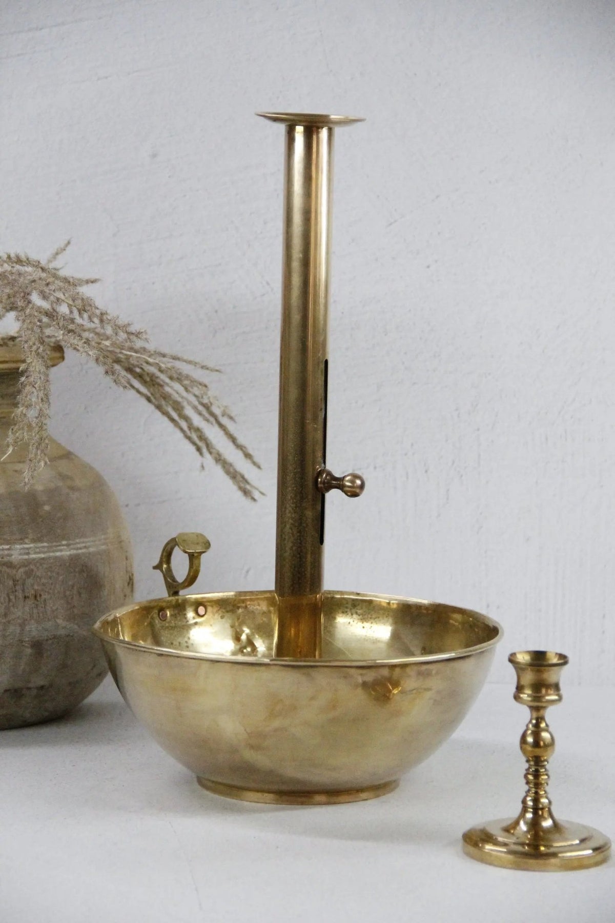 Chamber Candle Holder-Oversize Antique Brass Candlestick - Debra Hall Lifestyle