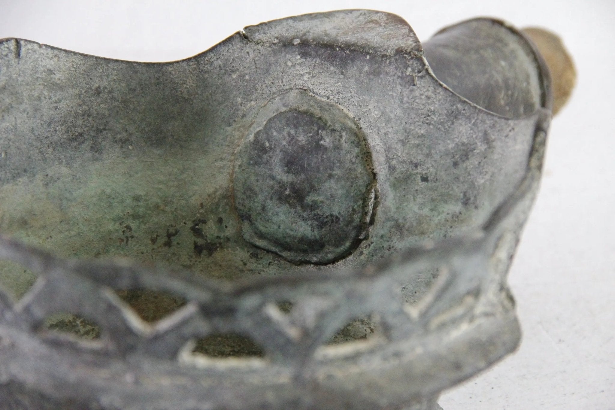 Chinese Silk Iron 18th Century Reticulated Bronze Open Pan - Debra Hall Lifestyle