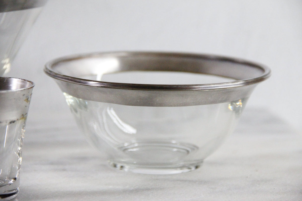 Dorothy Thorpe Chip and Dip Set | Mid-Century Glass Bowls with Sterling Overlay - Debra Hall Lifestyle