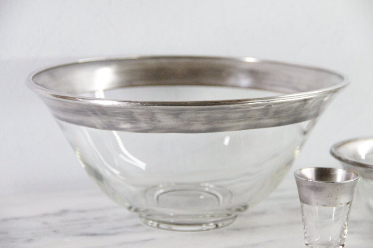 Dorothy Thorpe Chip and Dip Set | Mid-Century Glass Bowls with Sterling Overlay - Debra Hall Lifestyle