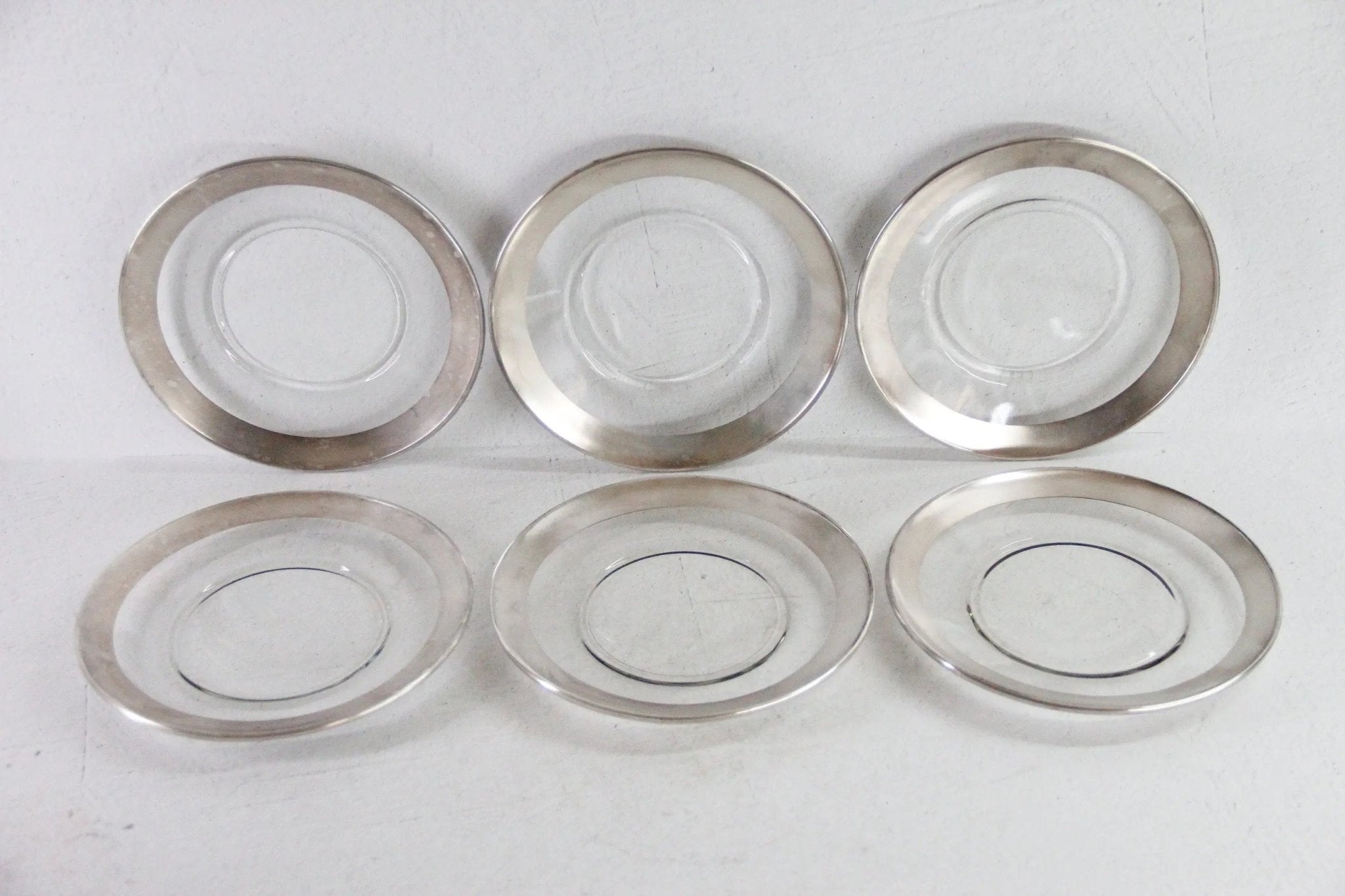 Dorothy Thorpe Plates Midcentury Luncheon 8" Glass with Sterling - Debra Hall Lifestyle