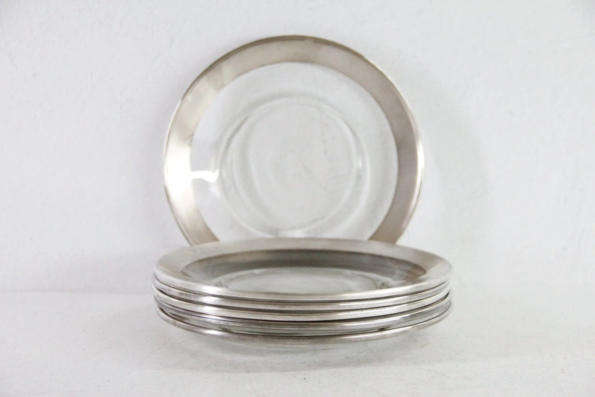 Dorothy Thorpe Plates Midcentury Luncheon 8" Glass with Sterling - Debra Hall Lifestyle