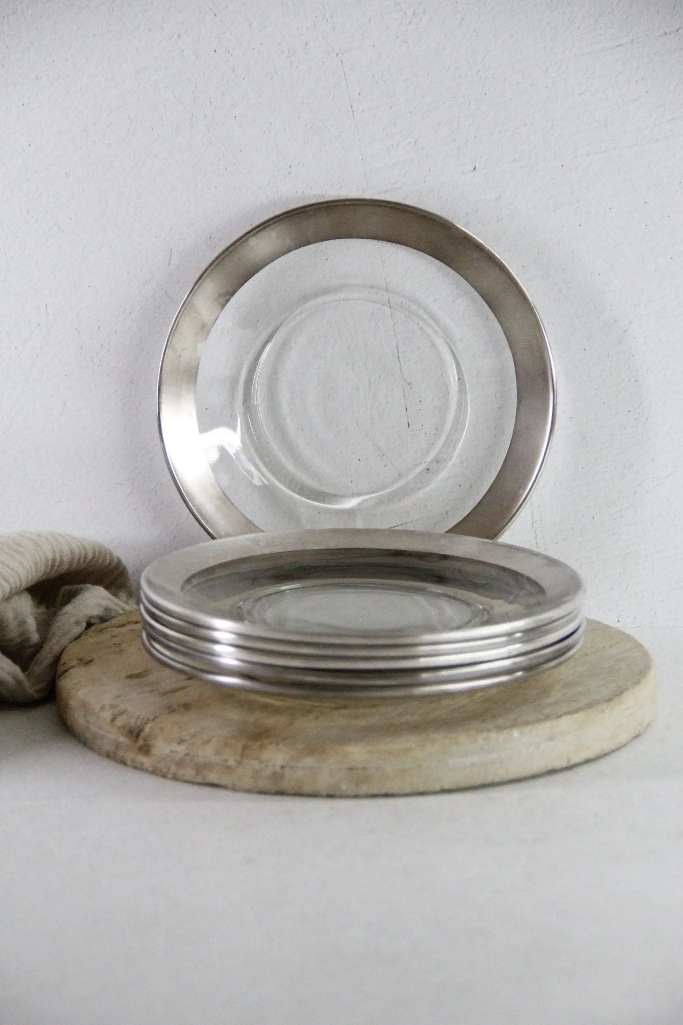 Dorothy Thorpe Plates Midcentury Luncheon 8" Glass with Sterling - Debra Hall Lifestyle