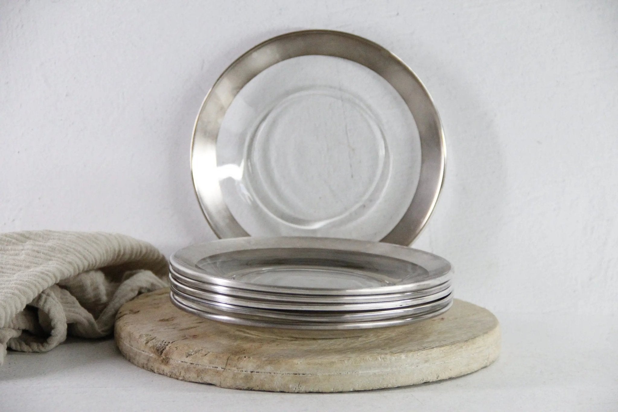 Dorothy Thorpe Plates Midcentury Luncheon 8" Glass with Sterling - Debra Hall Lifestyle