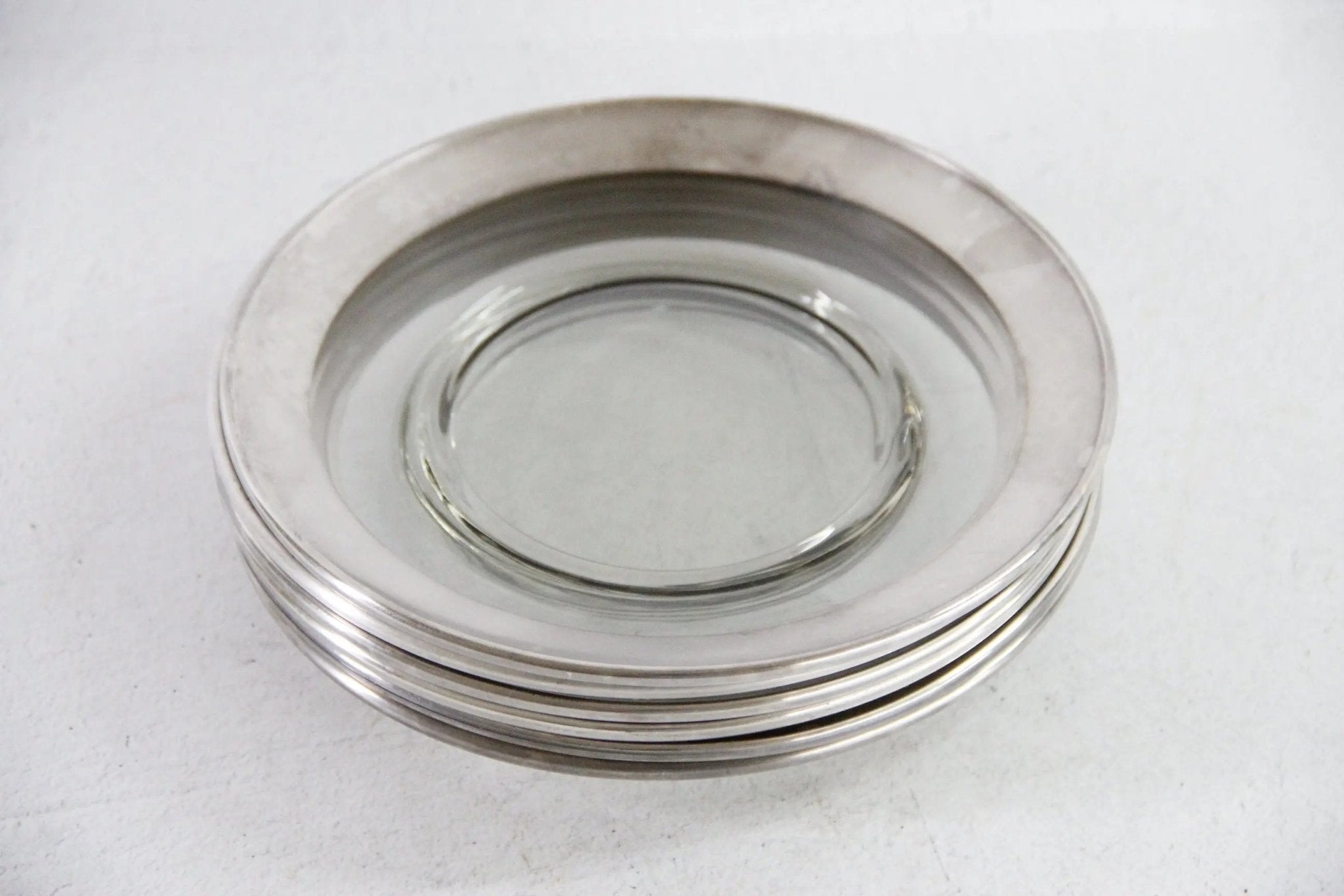 Dorothy Thorpe Plates Midcentury Luncheon 8" Glass with Sterling - Debra Hall Lifestyle