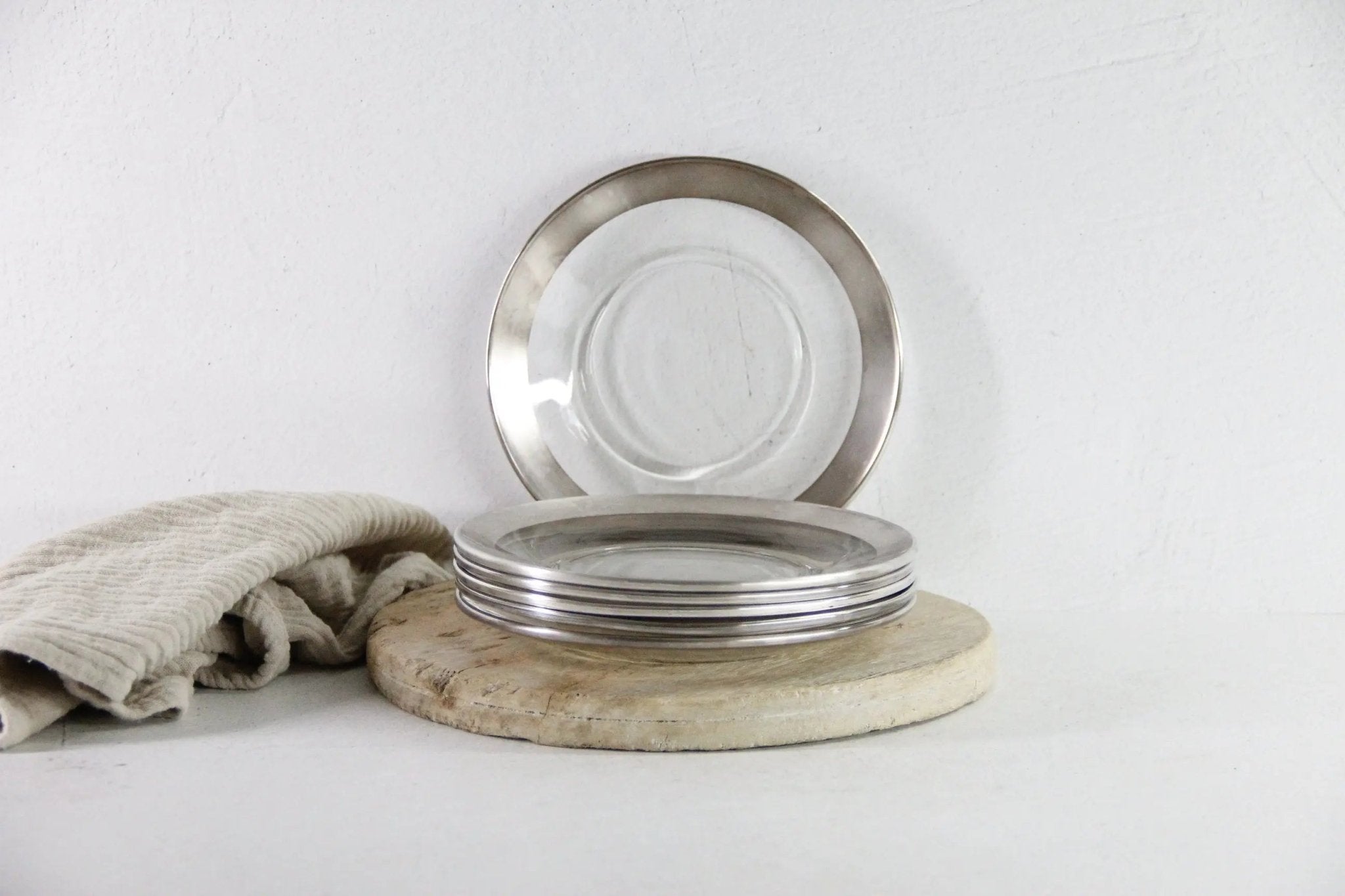 Dorothy Thorpe Plates Midcentury Luncheon 8" Glass with Sterling - Debra Hall Lifestyle