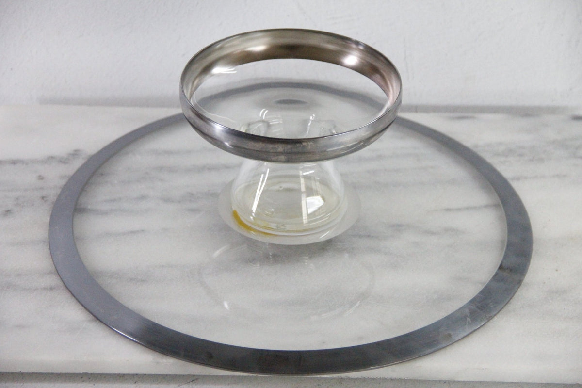 Dorothy Thorpe Sterling Overlay Band Glass Cake Stand | 1950s - Debra Hall Lifestyle