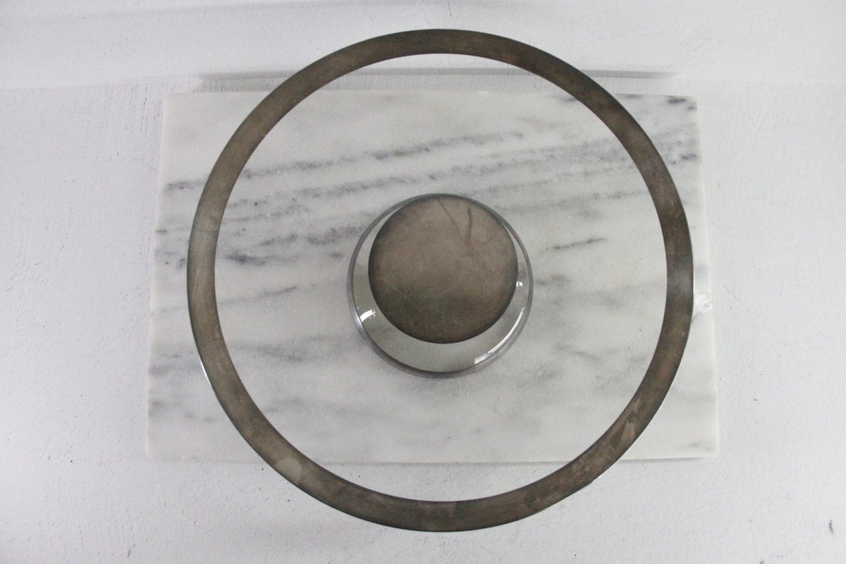 Dorothy Thorpe Sterling Overlay Band Glass Cake Stand | 1950s - Debra Hall Lifestyle