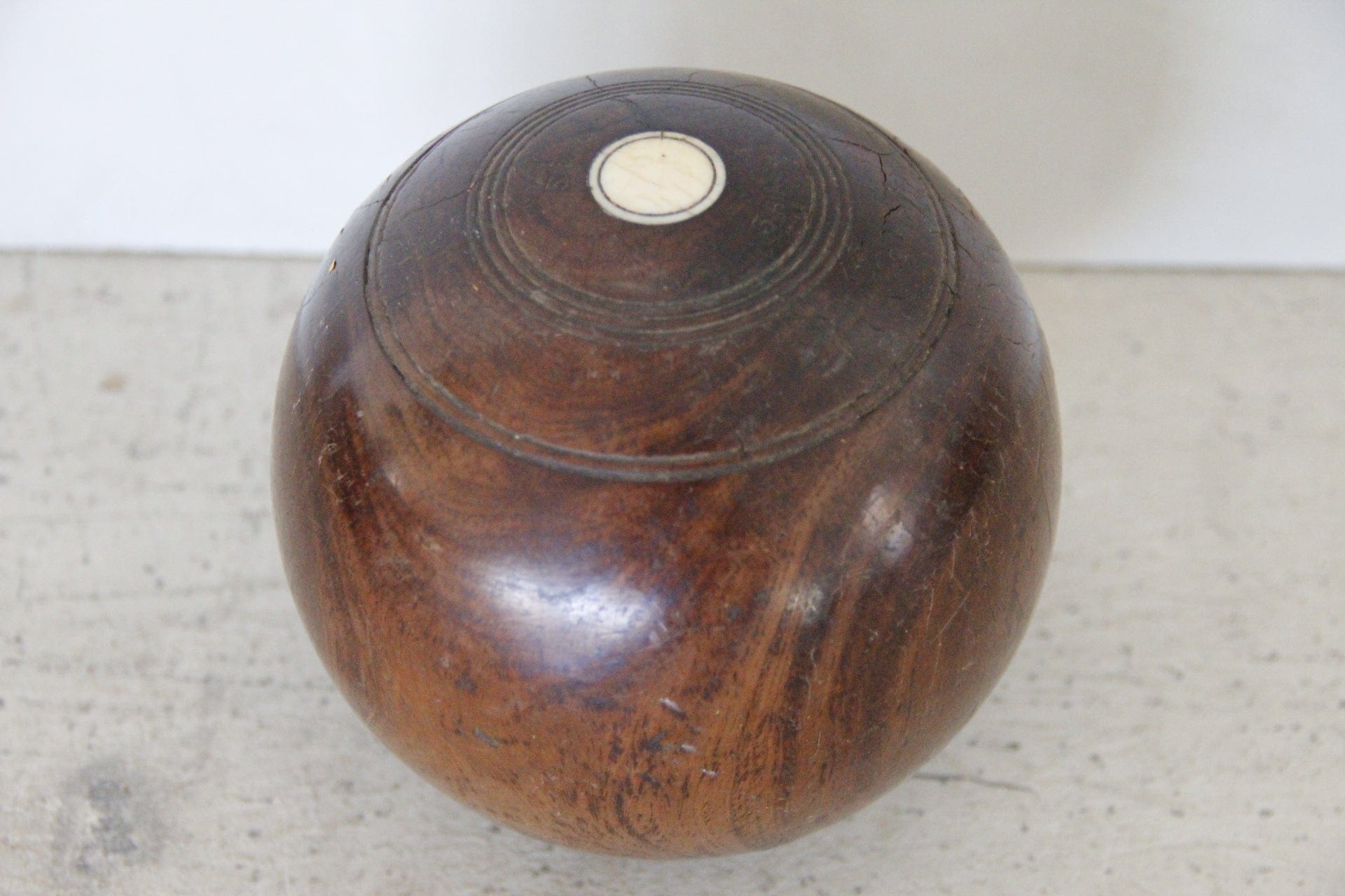 English Bocce Ball | Antique Wood Lawn Bowling Ball Object