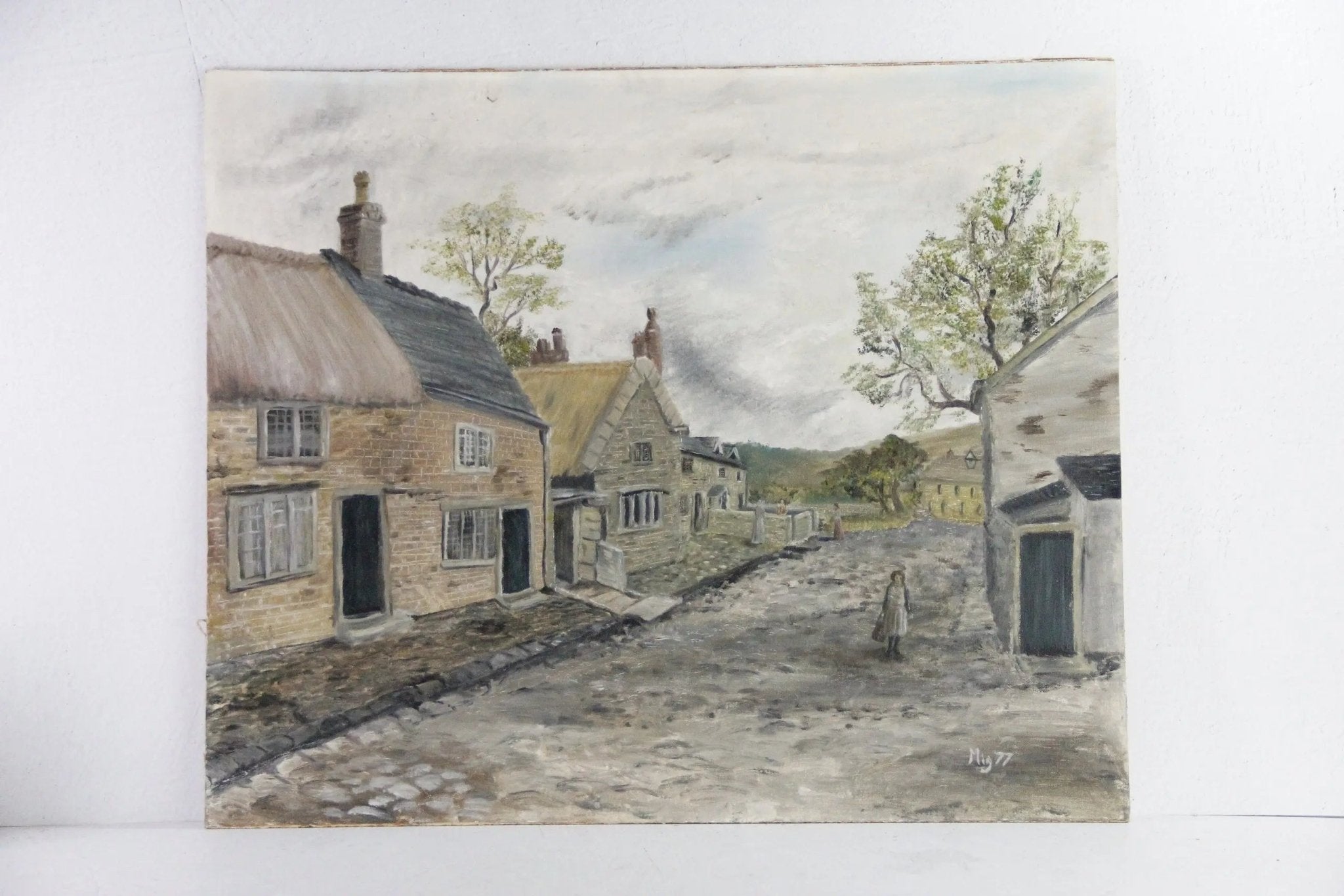 English Countryside Painting Village Scene | Vintage Signed - Debra Hall Lifestyle