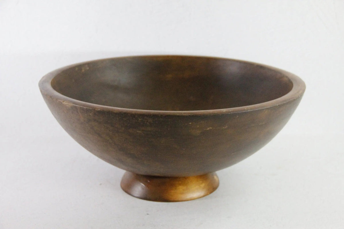 Extra Large Wood Bowl | Vintage Scandinavian Pedestal Style - Debra Hall Lifestyle