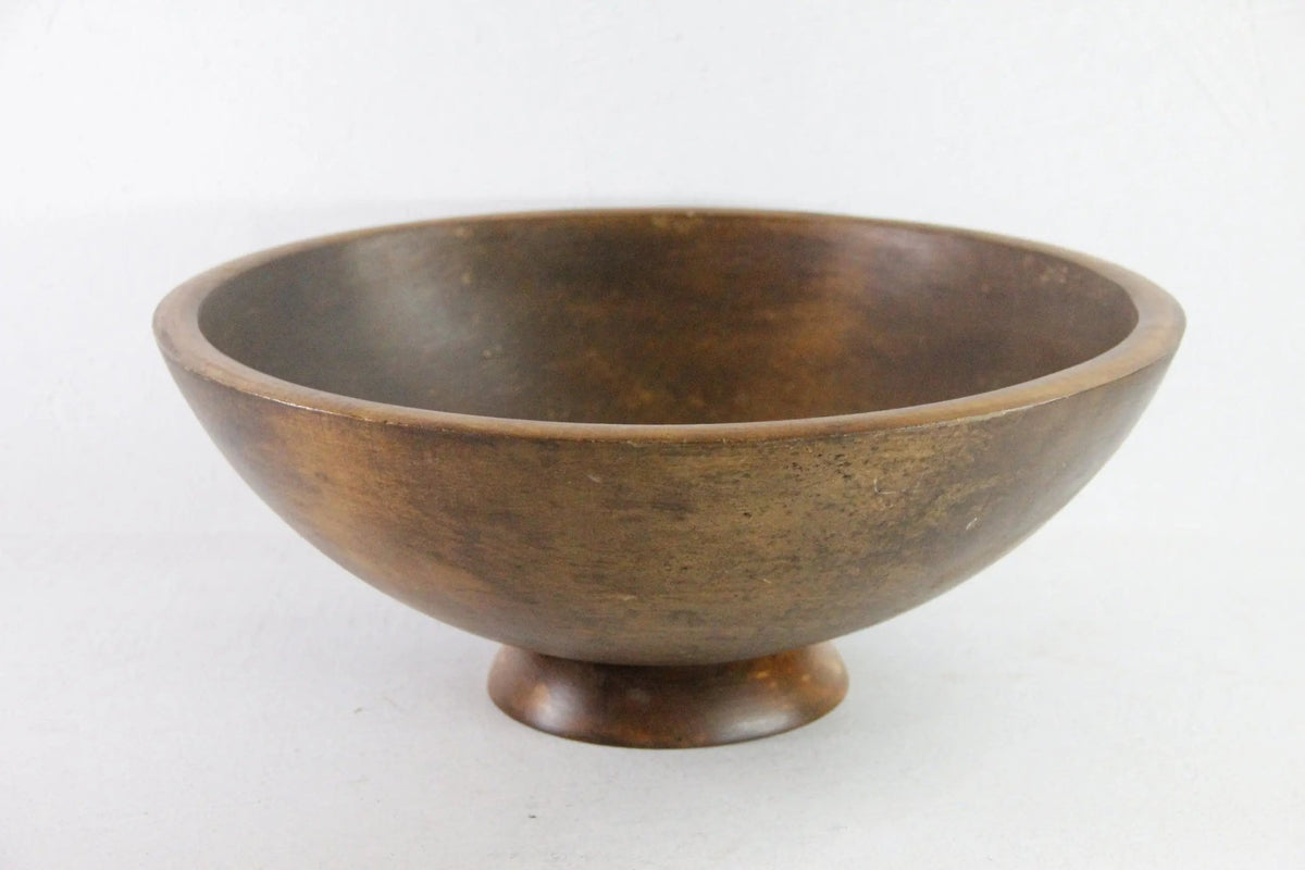 Extra Large Wood Bowl | Vintage Scandinavian Pedestal Style - Debra Hall Lifestyle