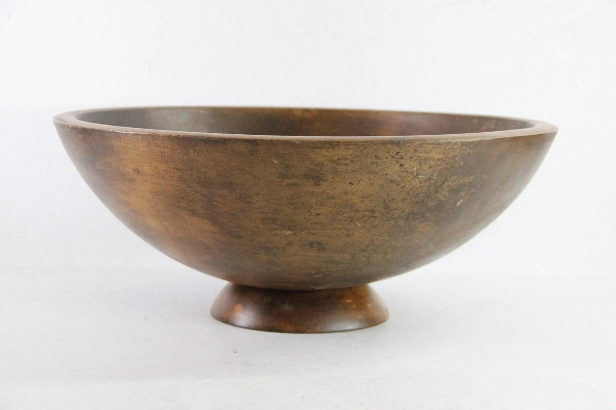 Extra Large Wood Bowl | Vintage Scandinavian Pedestal Style - Debra Hall Lifestyle
