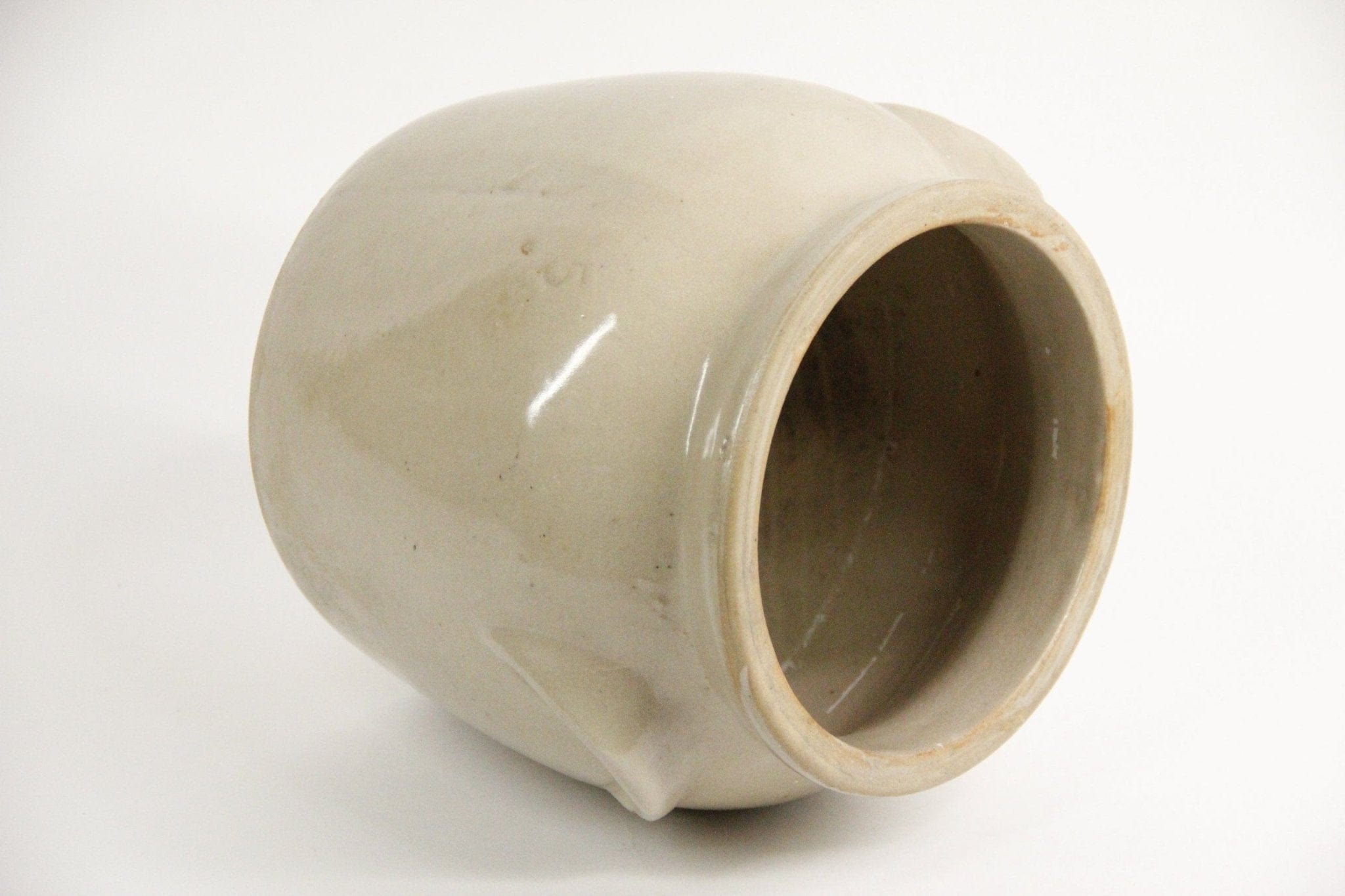 French Confit Pot | Vintage Stoneware inside