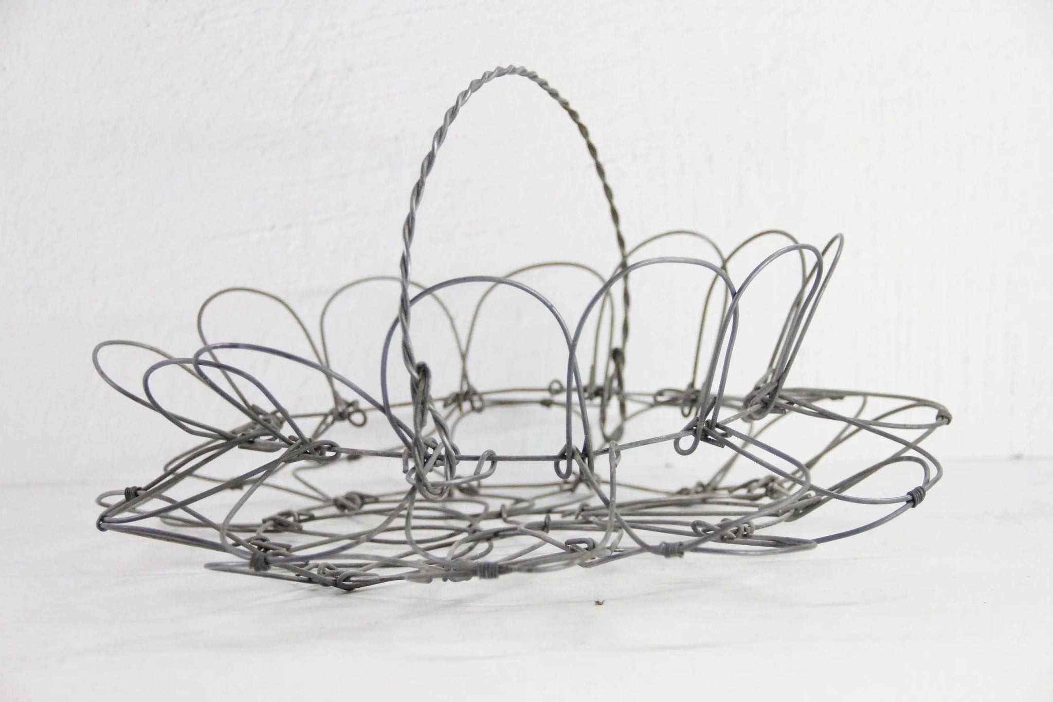 French Wire Egg Basket Vintage | Collapsable with Handle LG - Debra Hall Lifestyle
