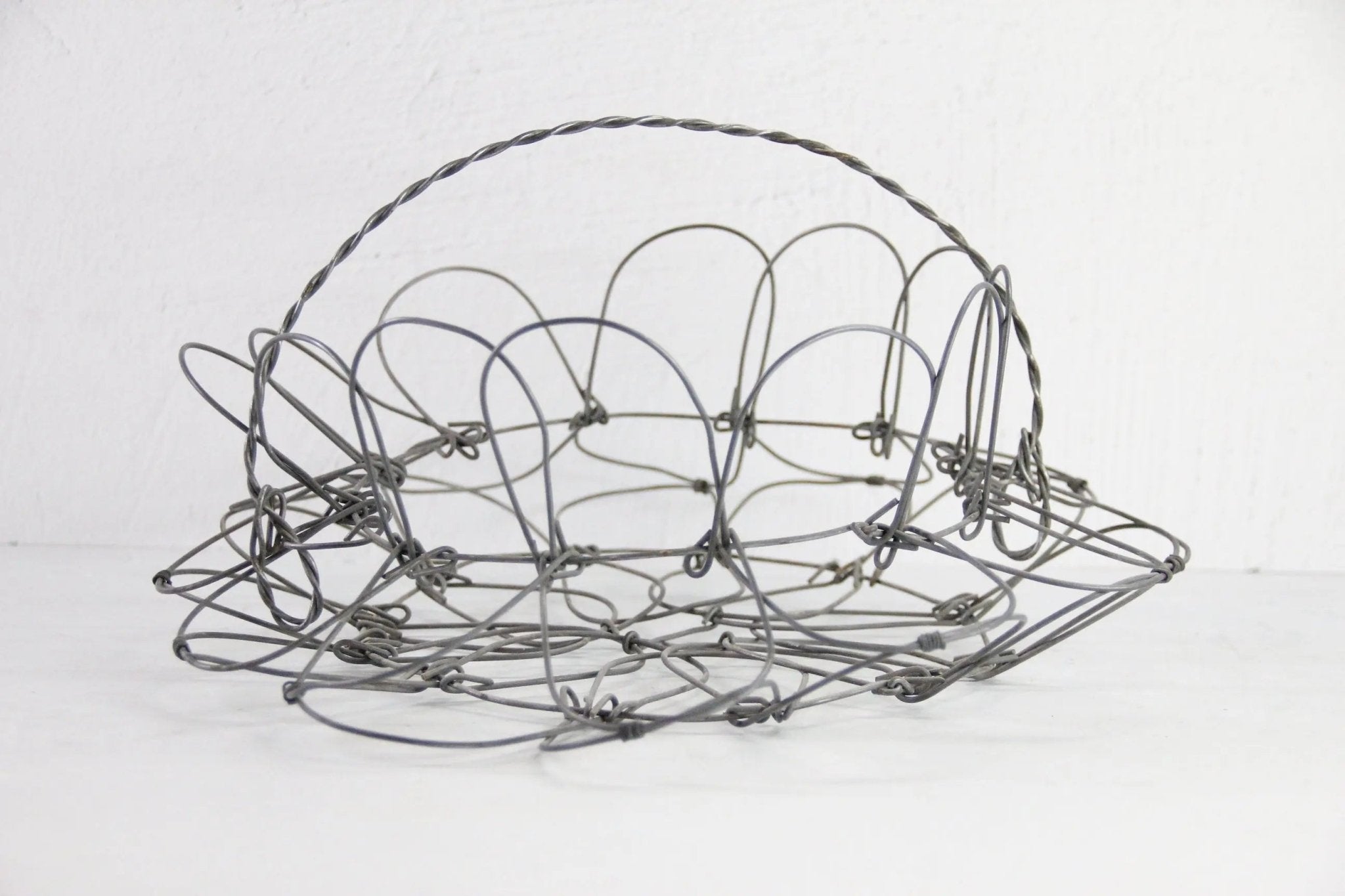 French Wire Egg Basket Vintage | Collapsable with Handle LG - Debra Hall Lifestyle