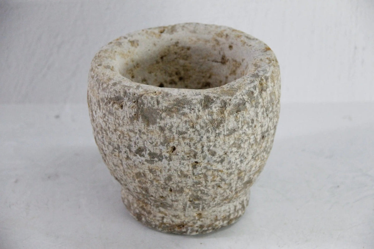 Hand Carved Stone Mortar | Vintage Limestone Garlic Grinder - Debra Hall Lifestyle