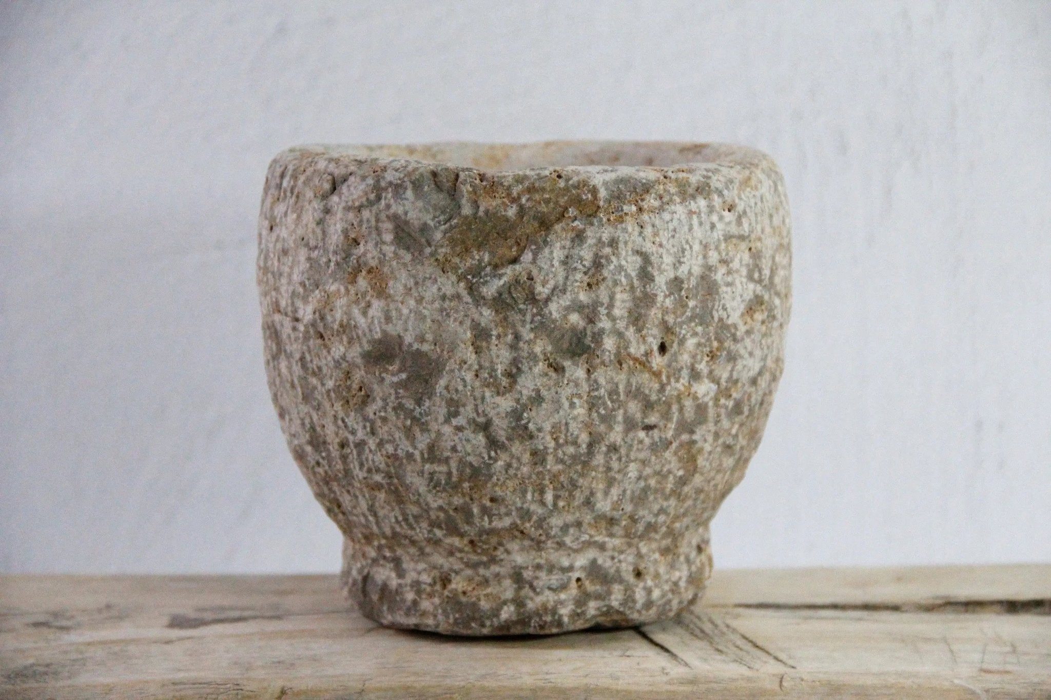 Hand Carved Stone Mortar | Vintage Limestone Garlic Grinder - Debra Hall Lifestyle