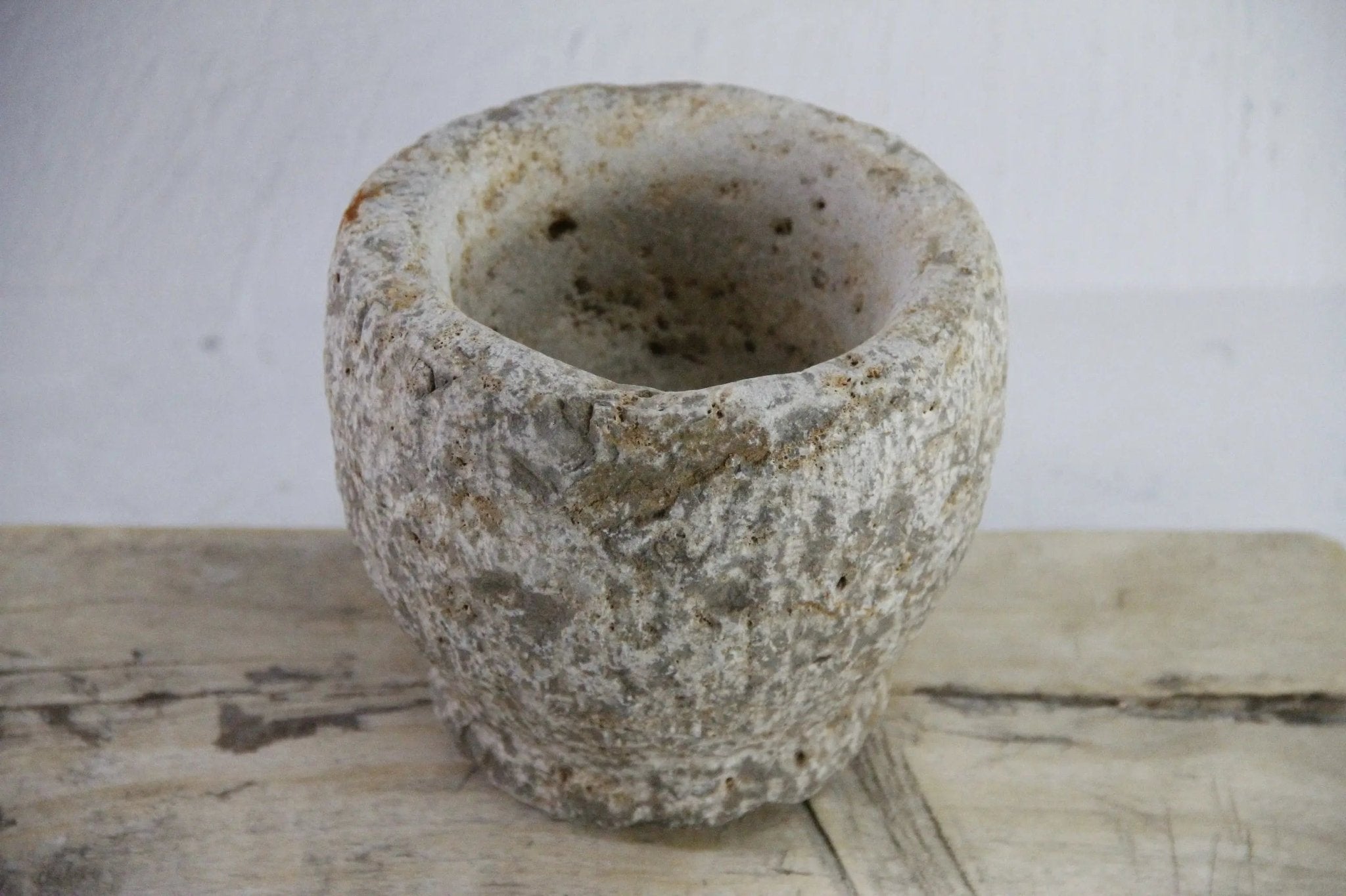 Hand Carved Stone Mortar | Vintage Limestone Garlic Grinder - Debra Hall Lifestyle