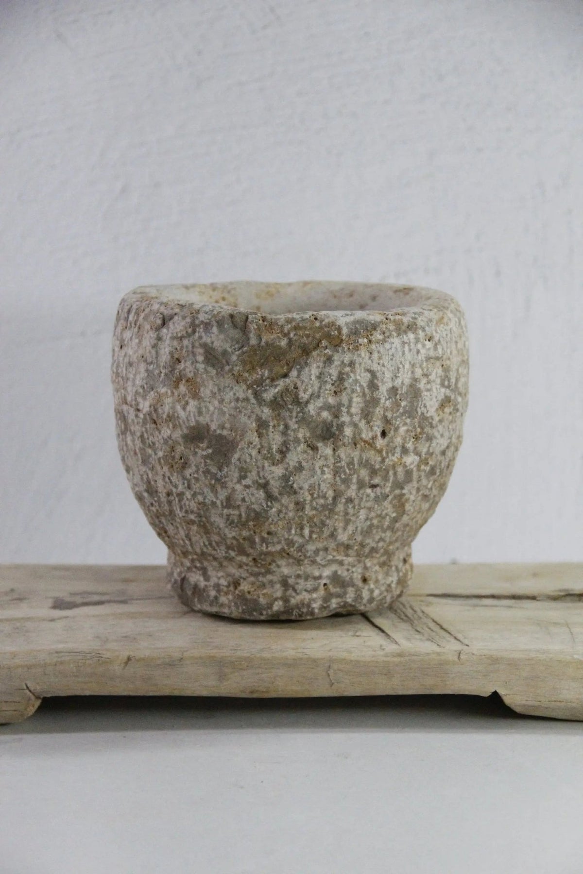 Hand Carved Stone Mortar | Vintage Limestone Garlic Grinder - Debra Hall Lifestyle