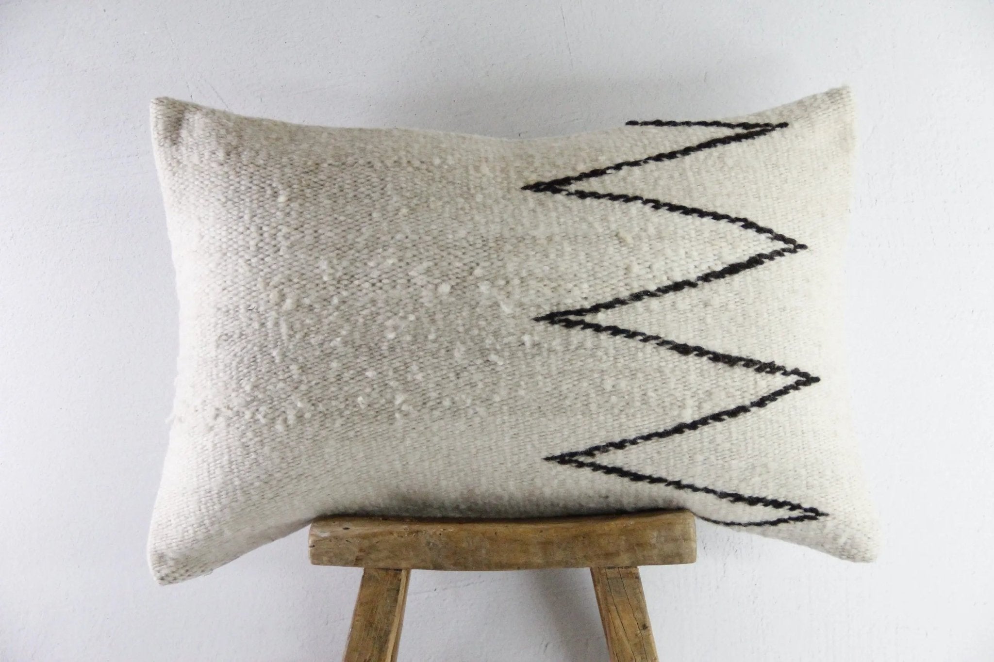 Handmade Pillow | Vintage Custom Natural Woven Wool - Debra Hall Lifestyle