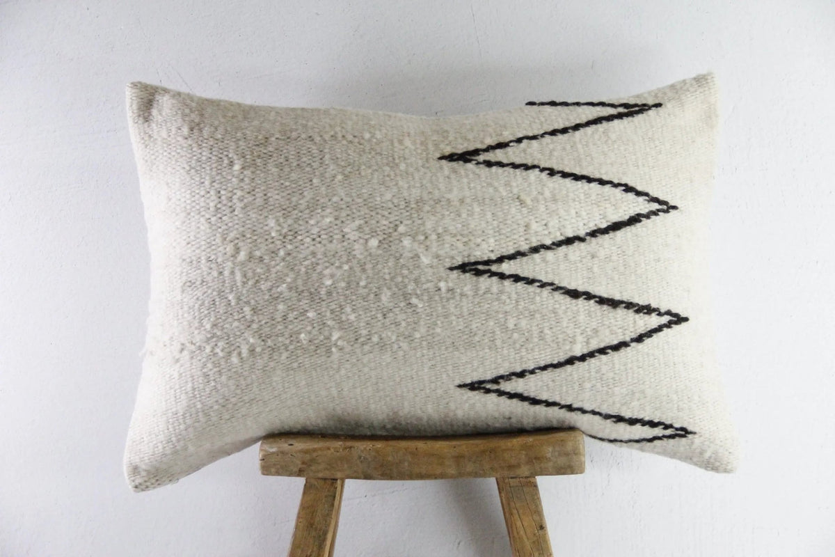 Handmade Pillow | Vintage Custom Natural Woven Wool - Debra Hall Lifestyle