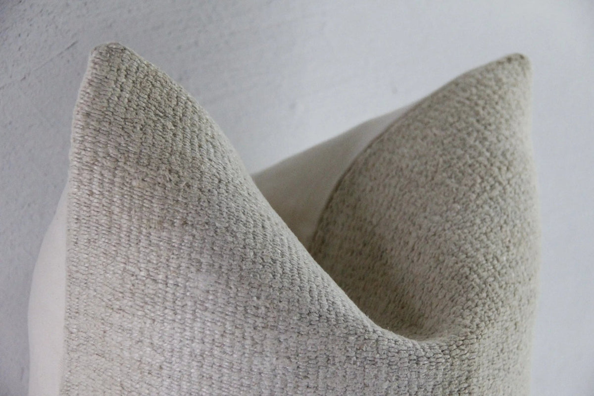 Hemp Pillow | 18" Vintage Turkish Kilim Textile Natural Cover - Debra Hall Lifestyle
