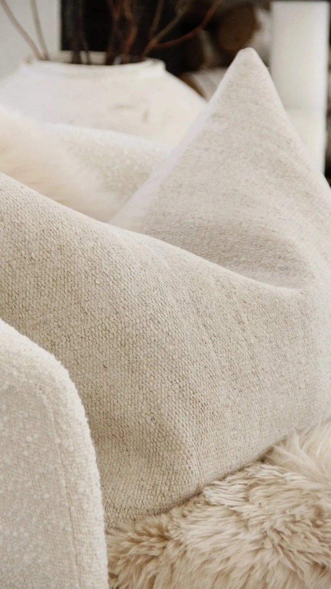 Hemp Pillow | Vintage Fabric Natural Lumbar Pillow Cover - Debra Hall Lifestyle