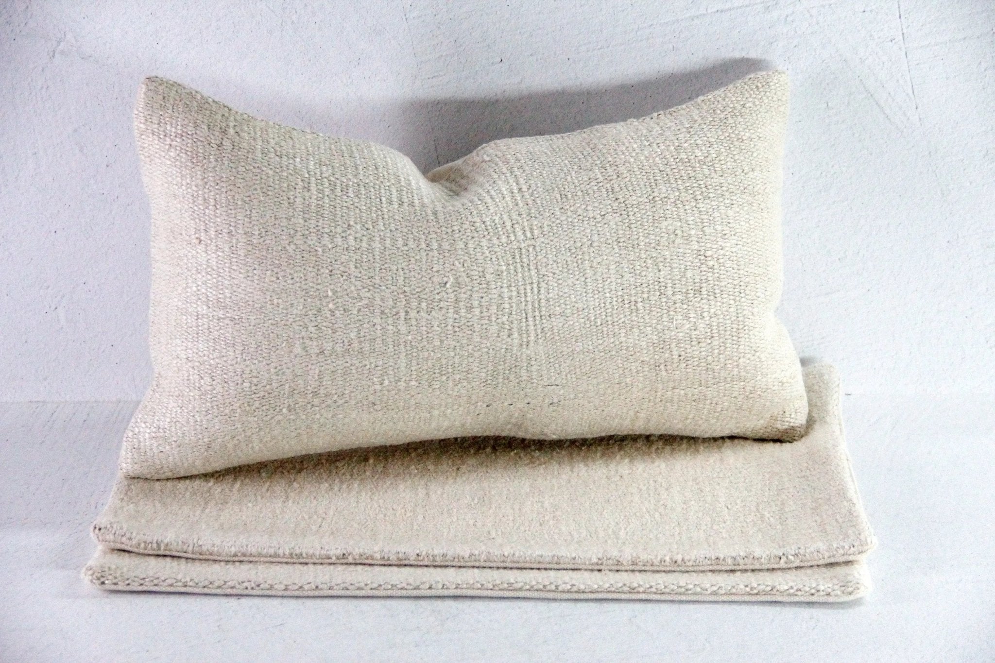 Hemp Pillow | Vintage Fabric Natural Lumbar Pillow Cover - Debra Hall Lifestyle