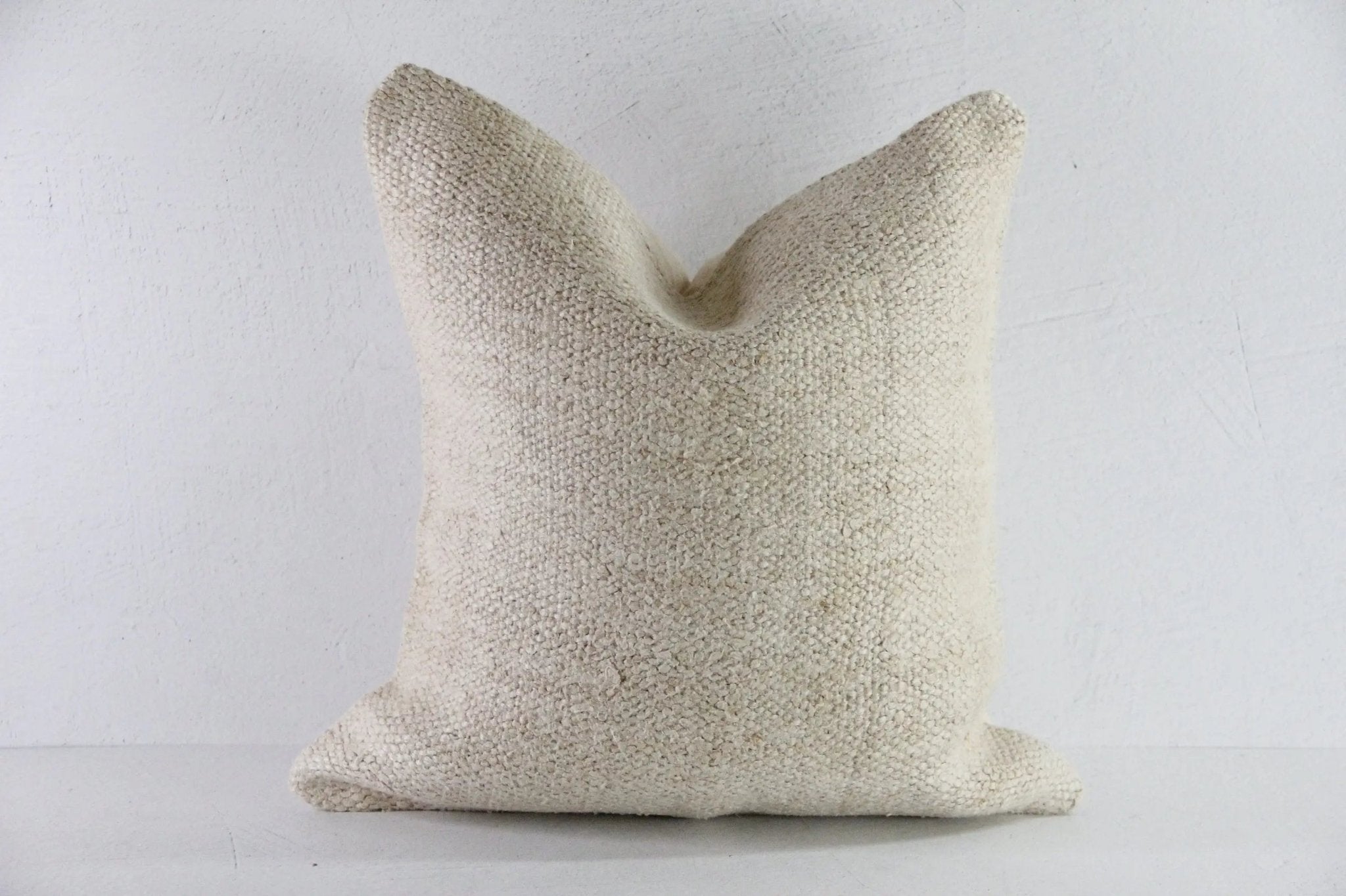 Hemp Pillow | Vintage Turkish Kilim Textile Natural 18" Cover - Debra Hall Lifestyle