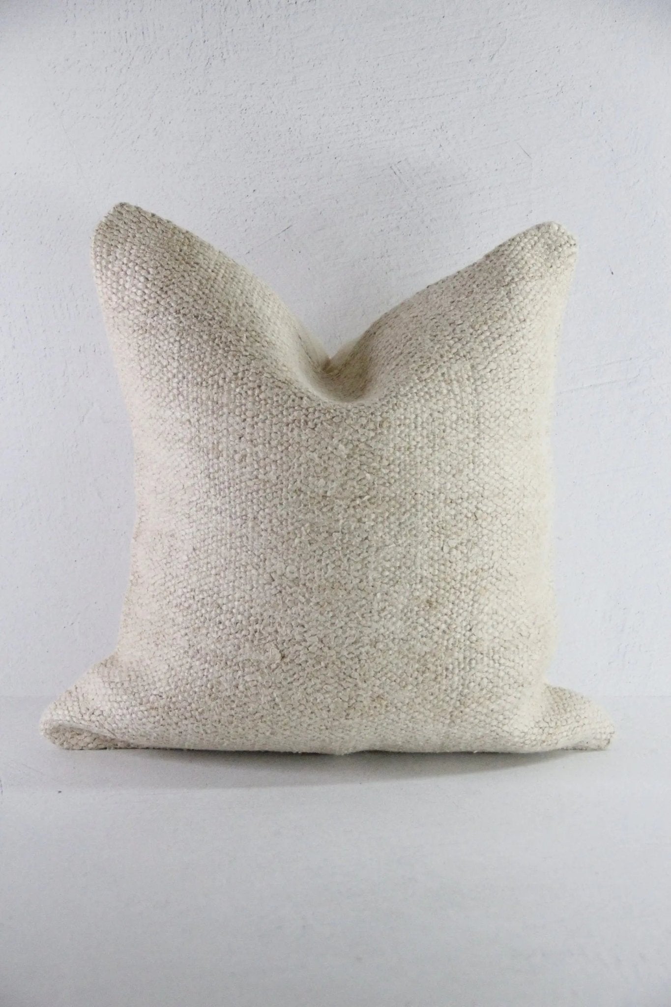Hemp Pillow | Vintage Turkish Kilim Textile Natural 18" Cover - Debra Hall Lifestyle