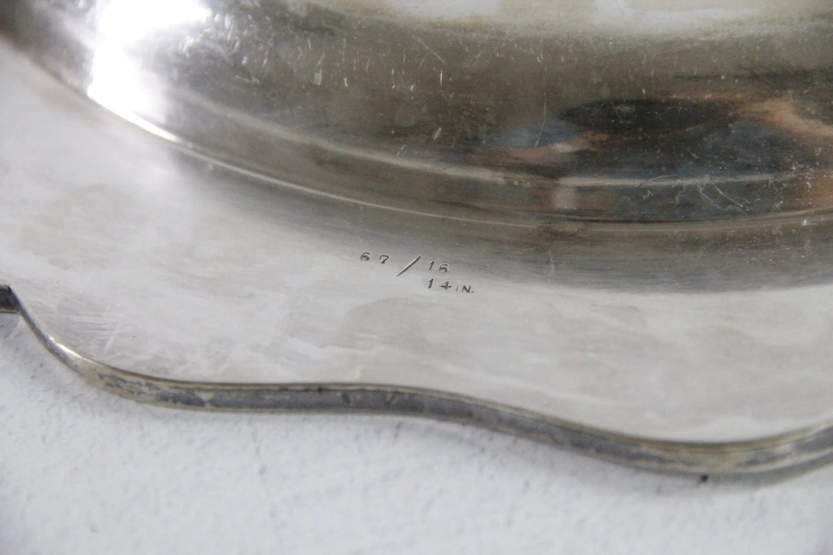 Hotel Silver Tray | Antique Scalloped Serving Tray Heavy - Debra Hall Lifestyle