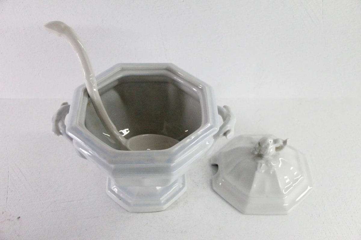 Ironstone Tureen with Ladle Antique White Staffordshire C.1840-60 - Debra Hall Lifestyle