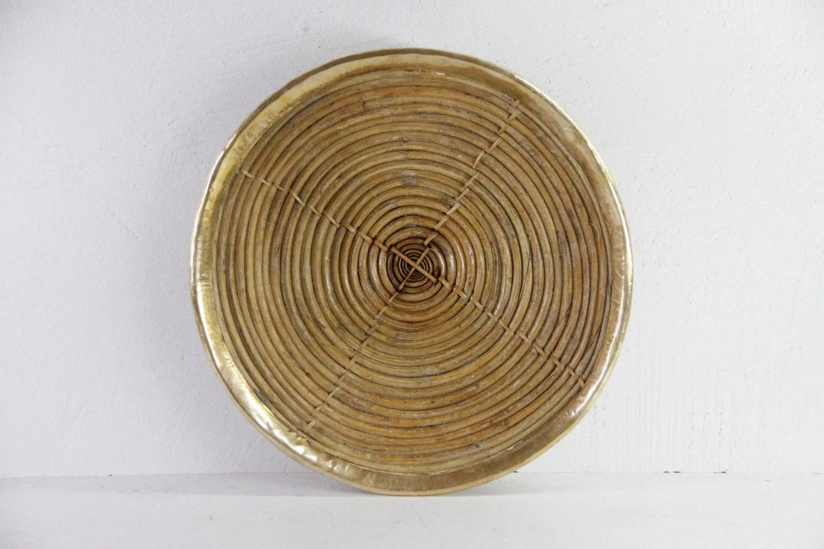 Italian Rattan and Brass Bowl Basket | Garbriella Crespi Style - Debra Hall Lifestyle