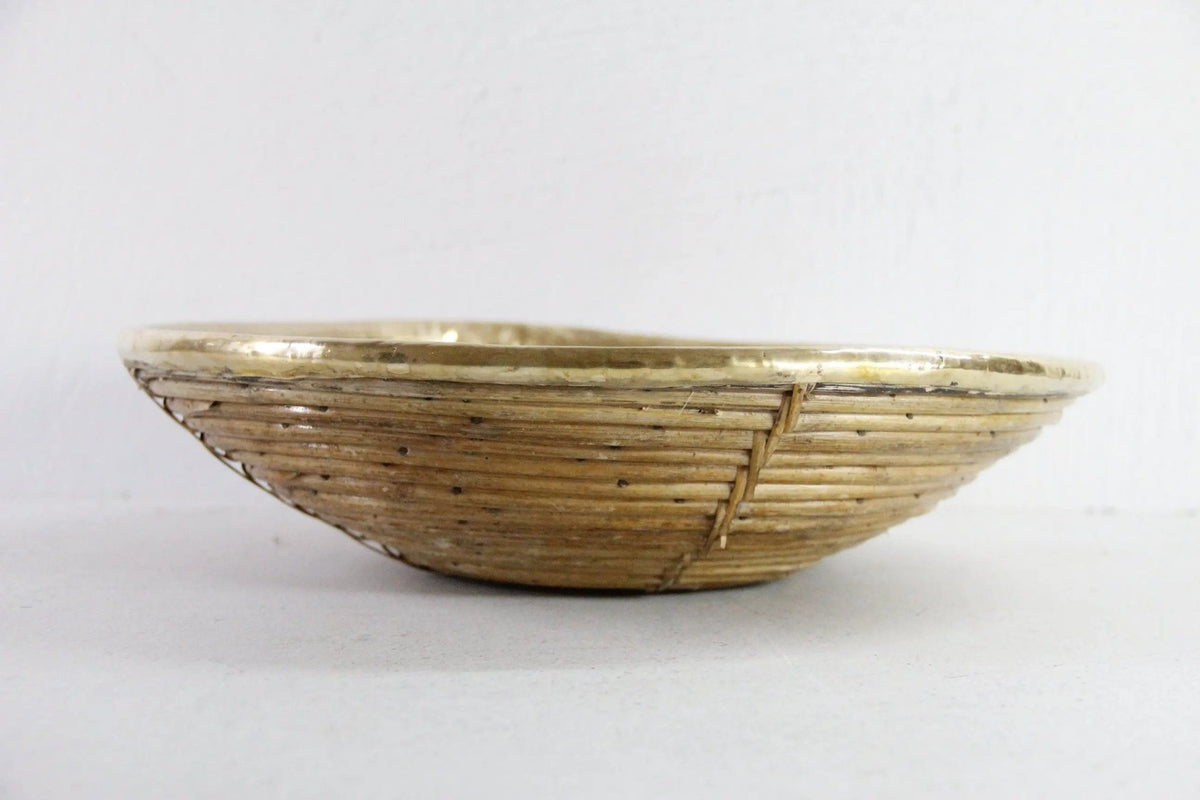 Italian Rattan and Brass Bowl Basket | Garbriella Crespi Style - Debra Hall Lifestyle