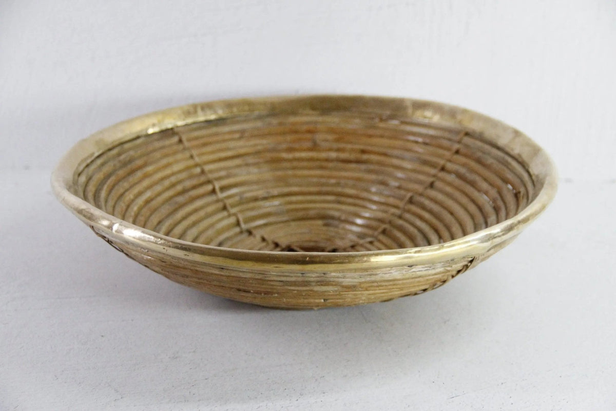 Italian Rattan and Brass Bowl Basket | Garbriella Crespi Style - Debra Hall Lifestyle
