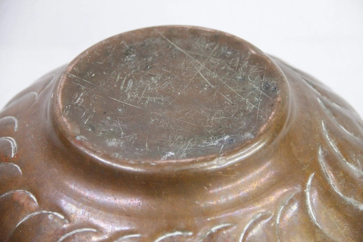 Large Antique Copper Pot | Hand Hammered Etched Vessel - Debra Hall Lifestyle