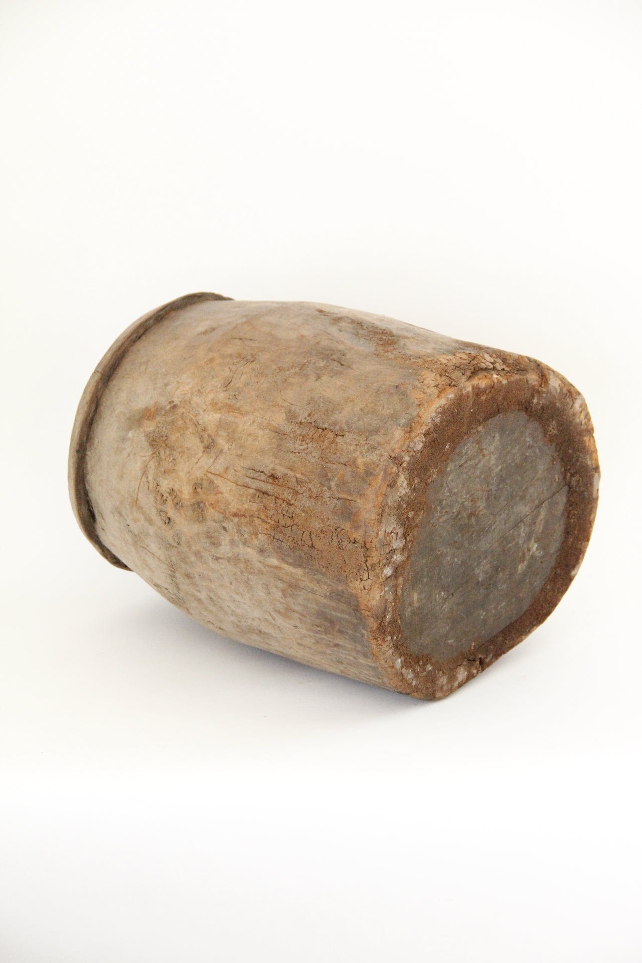 Large Antique India Wood Butter Pot | Vessel vessel