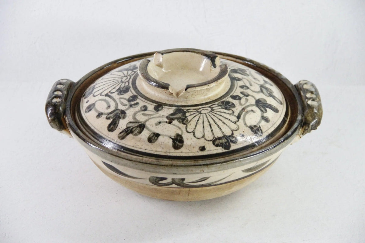 Large Donabe Pot Vintage Japanese Handmade Stoneware - Debra Hall Lifestyle