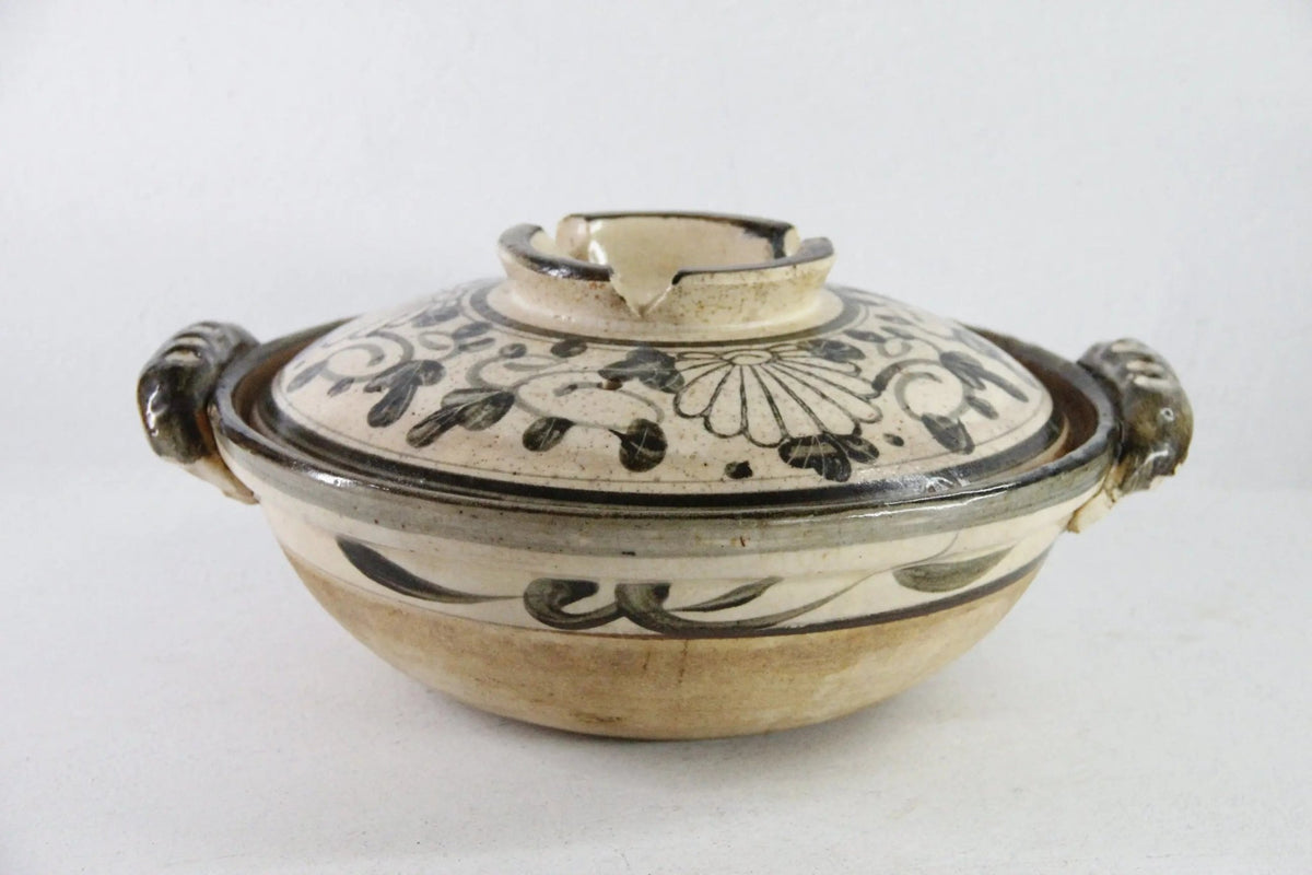 Large Donabe Pot Vintage Japanese Handmade Stoneware - Debra Hall Lifestyle