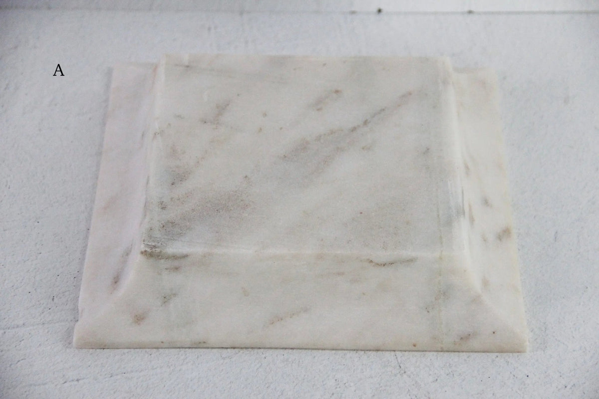 Large White Marble Tray | Carved Honed Stone Assorted - Debra Hall Lifestyle