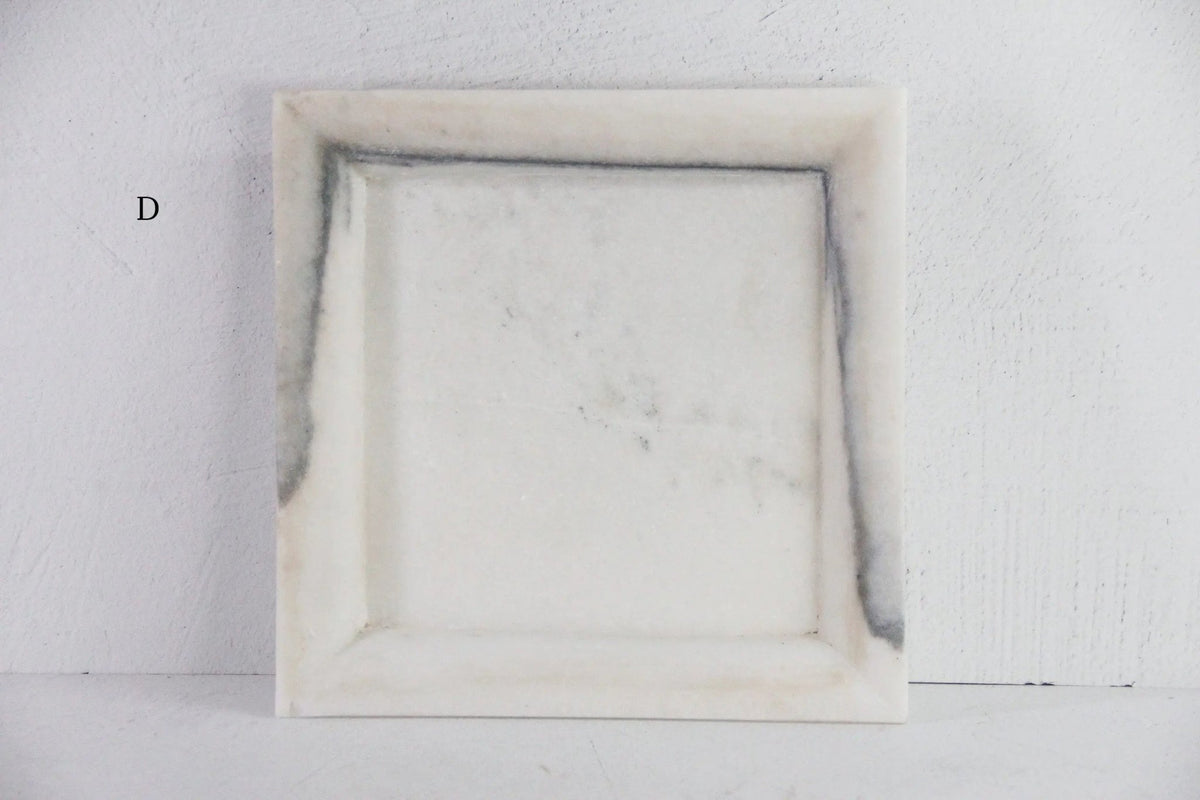Large White Marble Tray | Carved Honed Stone Assorted - Debra Hall Lifestyle