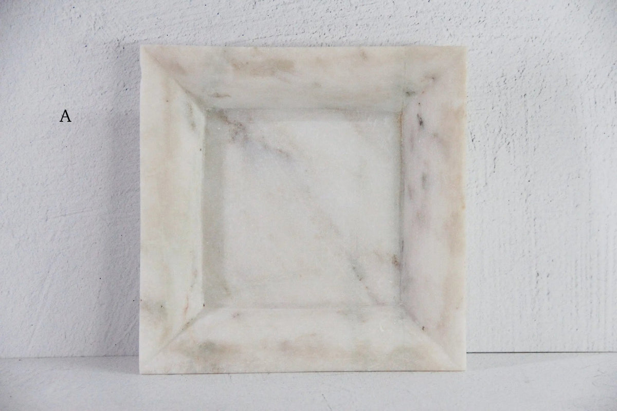 Large White Marble Tray | Carved Honed Stone Assorted - Debra Hall Lifestyle