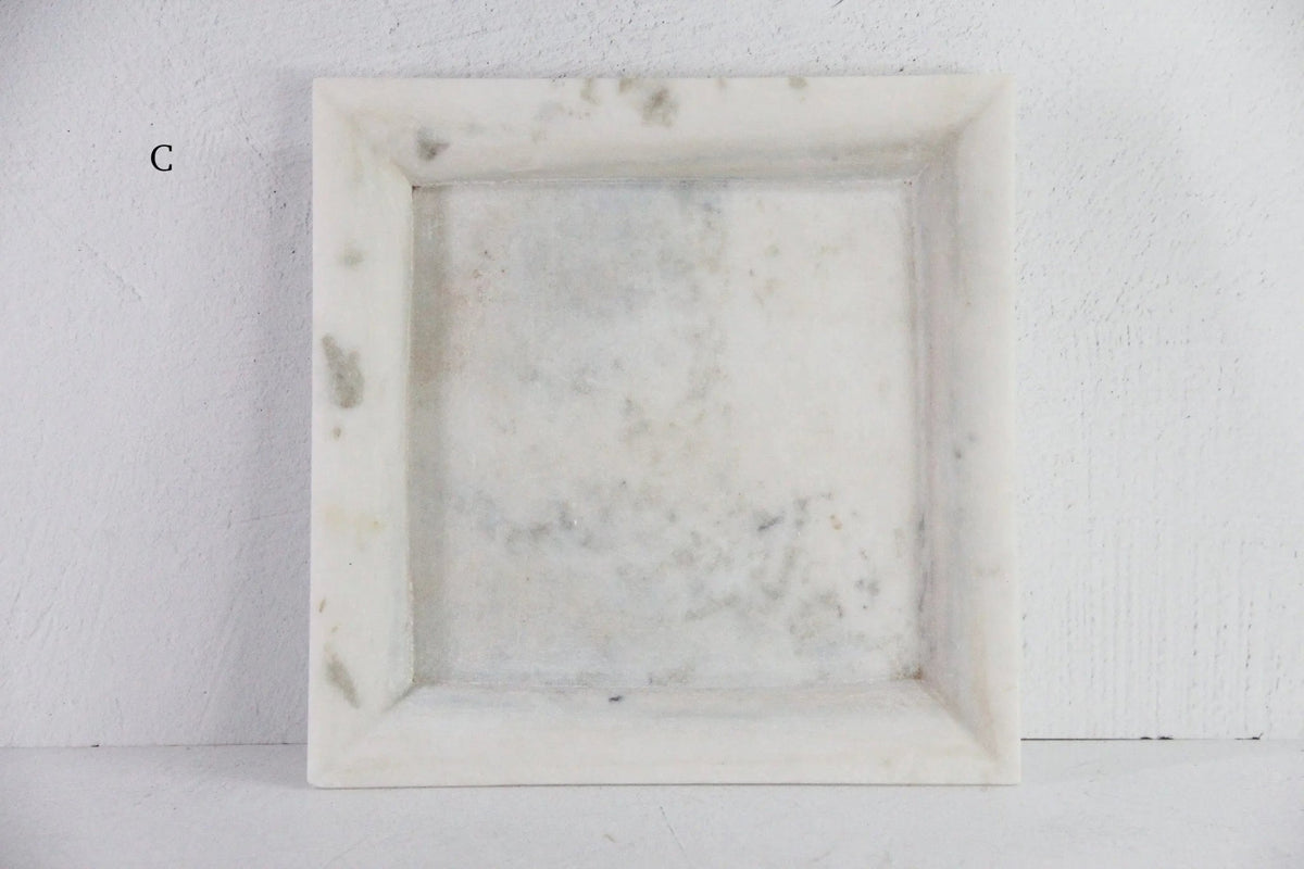 Large White Marble Tray | Carved Honed Stone Assorted - Debra Hall Lifestyle