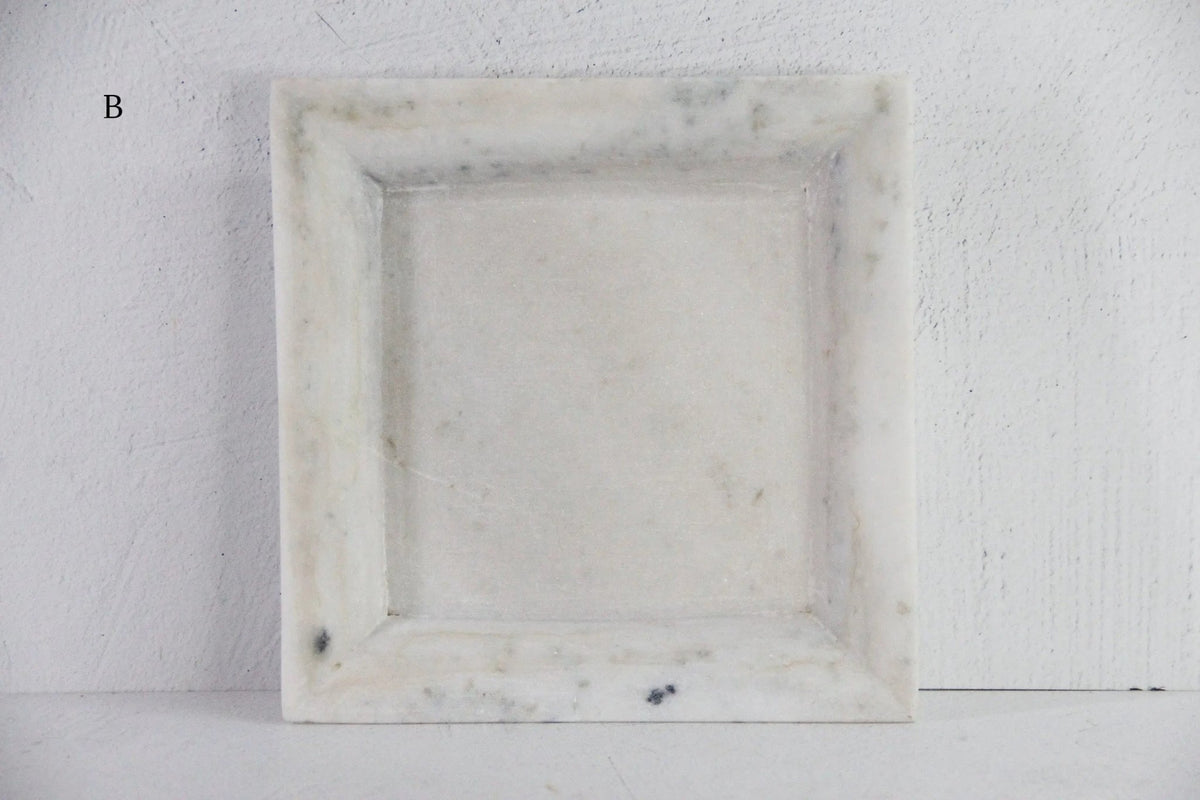 Large White Marble Tray | Carved Honed Stone Assorted - Debra Hall Lifestyle